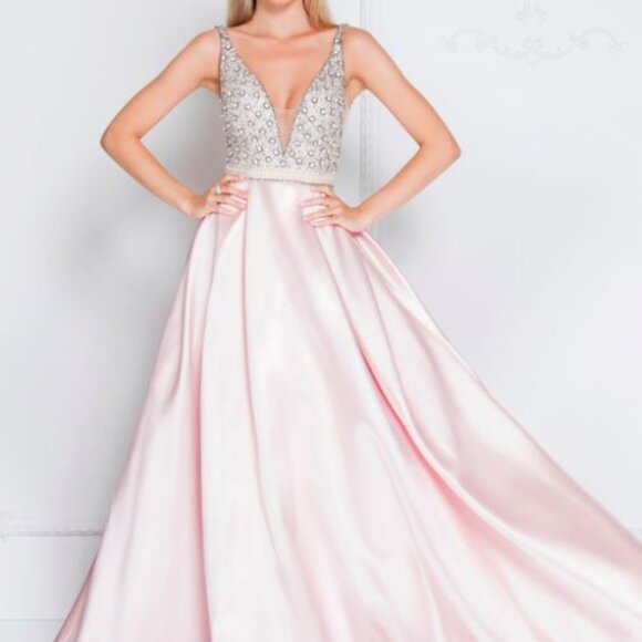 Terani Couture Dresses & Skirts - Terani Couture Diamond Beaded Satin A-Line Dress